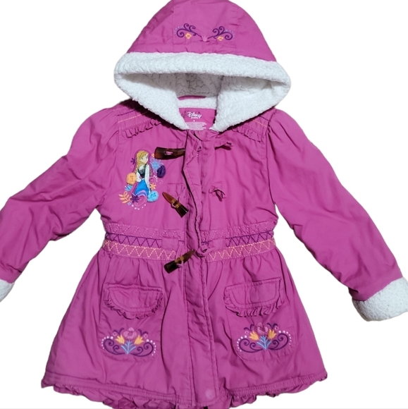 Disney Collection Frozen Girl Coat w/ Fur Hoods Pink - Picture 1 of 8